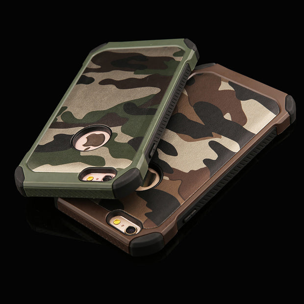 2 in 1 Army Camouflage Phone Cases For iphone 4 4s 5 5s SE 6 6s 7 Plus Armor Case Fashion Hybrid Hard PC + Soft TPU Cover Funda - BrainX