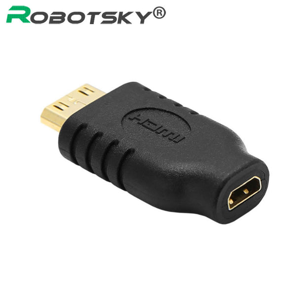 1080P HDMI 1.4 For HDTV Monitor Gold Plated Mini HDMI To Micro HDMI Adapter High Quality Male To Female Convert Extender Adapter - BrainX